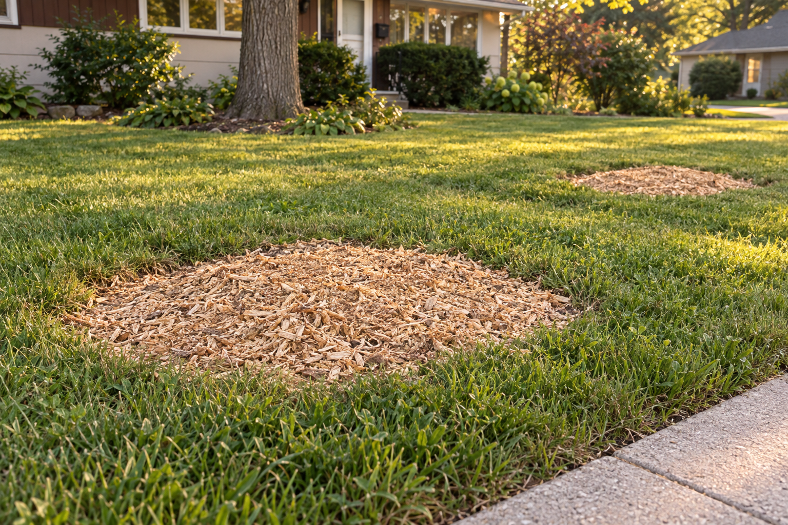 stump grinding in a Blue Summit yard