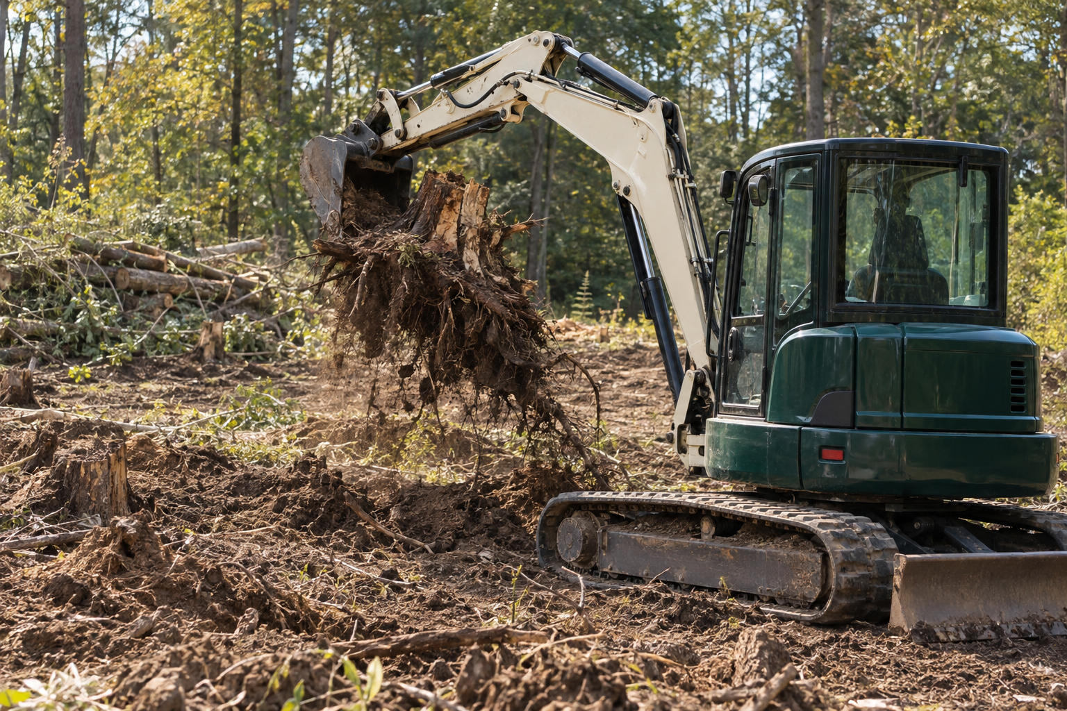 land clearing of brush and trees on a Raymore lot